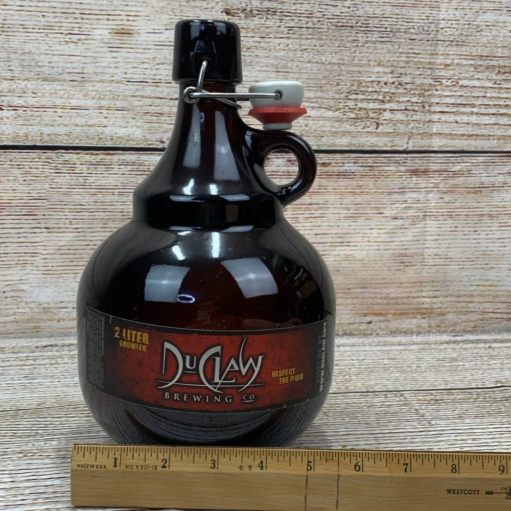 DuClaw Brewing Co. Amber Brown‎ Glass Growler 2 Liter Flip Top Beer Bottle EMPTY